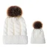 Kids & Women's Fashion Knitted Cap Family Autumn Winter Warm Hat Skullies Heavy Hair Ball Twist Beanies Solid Color Hip-Hop Wool Hats 9color