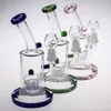 18cm Glass Bong Hookahs Green Black Oil Rigs Glass Bongs With Perc perclator Dome Nail Joint Size 14.4mm Thick Base Smoking Pipes