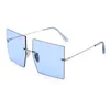 Quadratische Sonnenbrille Frauen 2019 Neue Übergroße Randlose Luxus Mode Flache Top Rot Blau Klare Linse Einteilige Männer Gläser