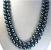 8-9mm Tahitian Black Natural Pearl Necklace 48Inch 14K Gold Tillbehör