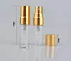 3ML Travel Refillable Glass Perfume Bottle With UV Sprayer Cosmetic Pump Spray Atomizer Silver Black Gold Cap SN2512