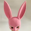 Långa öron kaninmaskfestdräkt cosplay rosa/svart halloween maskerad kaninmasker