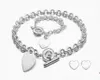 2020 Silber dicke Verknüpfungskette mit Silber Herzplatten Armband und Anhänger Halsketten charmant 2PCS Hochwertiger Anzug mit Schachtel und 255p