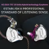 Écouteurs filaires Kz Zs10 Pro Casques métalliques 3,5 mm Jack Hybride 10 unités Hifi Bass Écouteurs intra-auriculaires Casques d'écoute Sport Suppression du bruit