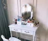 Free Shipping Wholesales Tri-fold Mirror Dresser with Dressing Stool White Dressing Table 5 Drawers