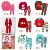 Baby Christmas Theme Suit 27 Designs Boys Cartoon Santa Claus Striped Casual Outfits Kids Designer Clothes Girls Cotton Printed Sets RRA2221