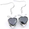 Luckyshine 925 Silver Black Onyx 10 mm Cut Heart-shaped For Women Wedding Dangle Earring Australia United States India Holiday gift