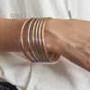 KERSTGESCHENKEN VROUWEN driekleurig roestvrij staal zilver goud rosé goud gemengd rond gladde effen manchet armband hoge kwaliteit 4 mm 2 292n