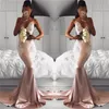 Mermaid Sexy Backless Prom Dresses Spaghetti Straps Lace Applique Sweep Train Elastic Satin Custom Made Evening Formal Gowns