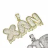 Collier avec nom personnalisé glacé pour hommes, pendentif avec lettres, Zircon cubique Micro pavé, bijoux Hip Hop