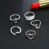 Set di anelli di dito in stile Boho US BOHO - Foll Girls Triangle Star Fish Counie a forma di fila per le unghie anello per donne Set per donne ragazze