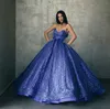 2019 Shinny Ball Gown Prodes恋人のスパンコールのキラキラの床の長さのゴージャスなイブニングガウンカスタムメイドの特別なQuinceaneraドレス