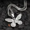 Hip New Fashion Hop Bling Diamond Mens Gold Silver Butterfly Cool Chain Ожерелье из нержавеющей стали кубинские сети