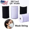 New 1/4 Inch KNITTED ELASTIC Band for Face Cover 200 Yards Sewing Cord String 6mm