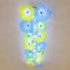 Partihandel Ljus Färgade Belysningslampor Amerikansk stil Murano glasplattor Taklampa Modern LED Flower Ljuskrona för konstdekor