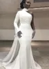 African High Neck White Evening Dresses 2019 New Long Sleeve Chiffon Black Girls Pageant Gowns Mermaid Formal Party Dress Evening Wear E235