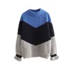 Women Sweater Christmas Pull Winter Jumper Tops Warm Long Sleeve Knitted Loose Patchwork Pullover Flare Sleeve Sweaters8917886