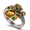 Moda - Brown Kamienny Pierścień Anel Kobieta Brązowy Kolor Biżuteria Wysokiej Jakości Kwiat Palec Pierścionek Najwyższej Jakości Biżuteria Dla Kobiet