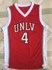 빈티지 Unlv 4 Larry Johnson Nevada 대학 농구 유니폼 망 홈 레드 화이트 스티치 셔츠 S-XXL