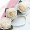 6pcs/lot Silk Rose Head Wedding Party Bride Decoration Rose Flower Bridesmaids Wrist Corsages Wreath Hea