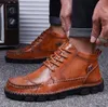 Chaussures en cuir décontractées pour hommes, bottes plates confortables à la mode, chaussures de luxe à lacets, baskets de randonnée, hiver et automne