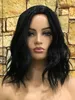 18 "Medium Wave Layered Haircuts Lace Front Human Hair Wig 150% Densitet Center Del Vågig Bob Full Lace Wig