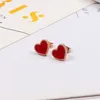 Clássico moda senhora latão preto vermelho ônix ágata amor coração em forma de noivado casamento brincos 2 color222o