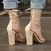 High Heel Sandals Transparent Fashion Luxury Designer Thick Heel Women Shoes Lace up Sexy Wedding Shoes Sandals