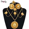 Shamty Ethiopische bruids sieraden sets pure goud kleur Afrikaanse bruiloft oorbellen kettingen ringen hoofdtooi set habesha stijl A30036 J190705