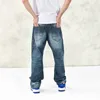 Plus Size Marca Hip Hop Mens Pantaloni larghi larghi Denim Rap Jeans Pantaloni per uomo Skateboard 30-46 FS4955