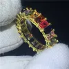 Handgemaakte Eternity Promise Ring 925 Sterling Zilveren Prinses Cut 5A CZ Stenen Party Wedding Band Ring voor Dames Vinger Sieraden