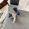 ESCALE 우현 WEDGE 여성 플랫폼 샌들 캔버스 넥타이 염색 신발 밑창 고무 버클 새겨진 블루 12cm 하이힐 샌들을 에스파 드리 유