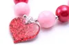 Pink+Red Love Heart Chunky Necklace Bubblegum Bead Best Gift Baby Girl Chunky Necklace Jewelry For Toddler Children