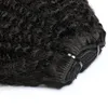 Kinky Curly Clip in human Hair Extensions For Black Women 8A Brazilian Real Remy Hair Natural Color 120g