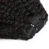 Kinky Curly Clip in Human Hair Extensions for Black Women 8a Braziliaanse echte Remy Hair Natural Color 120G