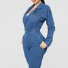 Women Denim Jumpsuit 2019 Ladies Long Sleeve Jeans Rompers Female Casual Plus Size Denim Overall Playsuit With Pockets