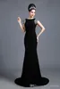 Custom Made Fancy Lady Formal Dresses Black Spandex Mermaid Party Gown Bateau Sweep Train Sequin Beaded Backless Evening Dresses