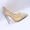 Hot Rea-mode dam pumps Nude Mesh strass Strass spetsad tå höga klackar sandaler skor stövlar brud bröllop pumps 120mm 100mm