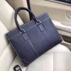 Markowe skórzane teczki męskie torebki biznesowe miękkie elastyczne Lichee graincow leather luksusowe etui na laptopa multi-kieszenie 38cm szerokości