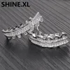 Hip Hop Iced Out Zircone Custom Fit Denti in oro Grillz Caps Micro Pave Cubic Zirconia Top Bottom Grills Set per il regalo di Natale Wom7692827