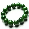 Directe verkoop van natuurlijke A-goederen Taiwan Jasper Jade Armband 12mm Enkele Cirkel Bead Spinazie Groene Jade Mode Armband