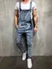 2019 Mode Tendance Hommes Trou Jeans Jeans Combinaison Rue Denim Distressed Jarretelles Denim Bib Jumpsuit 3 Couleur En Option 930