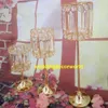 Ny stil metall gyllene ljushållare ihåliga kristall bröllopsbord kandelabra centrumpiece blomma rack väg ledning för heminredning bäst0572