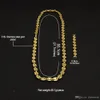8mm Puffed Mariner Link Chain & Bracelet Set Gold Silver Plated Hip Hop Punk Jewelry French coffee bean jewelry2208