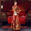 Kvinnor Phoenix broderi bröllopsklänning brud traditioner traditionella aftonklänning kinesiska cheongsam långärmad qipao plus size267l