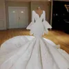 Muhteşem Mermaid Gelinlik Derin V Boyun Aplikler Dantel Ve Saten Gelinlik Vestidos De Novia Custom Made Artı Boyutu Gelinlikler