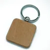 Blank Round Rectangle Wooden Key Chain DIY Promotion Customized Wood keychains Key Tags Promotional Gifts2227