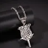 14K Iced Out Rose Flower Pendant Necklace Bling Bling Necklace Micro Pave Cubic Zircon Pendant Fashion Jewelry