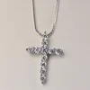 Lucky Female Cross Crystal Pendants Silver Color Chain Necklaces Shiny Zirconia Choker Necklaces Fashion Jewelry Gifts For Women