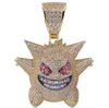 Full Rhinestone Gengar Pendant Necklace Creative Hip Hop Bling Bling Ice Out smycken med 24 tum kedja för män gåva bra qua9353254